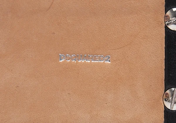 ディースクエアードDSQUARED2 チェッカー編みレザーベルト 白黒 K-94219_008