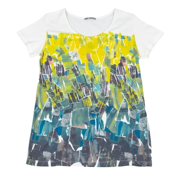イッセイミヤケISSEY MIYAKE グラフィックプリントTシャツ 白黄緑他2 K-94235_001