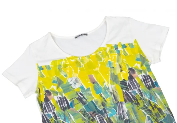 イッセイミヤケISSEY MIYAKE グラフィックプリントTシャツ 白黄緑他2 K-94235_002