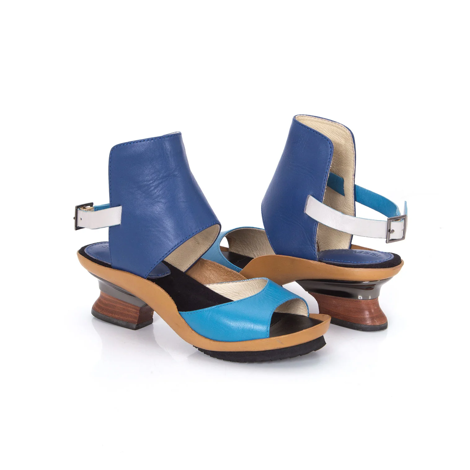 issey miyakeのミュール ISSEY MIYAKE Metal Heel Leather Sandal Blue About US 6 (K