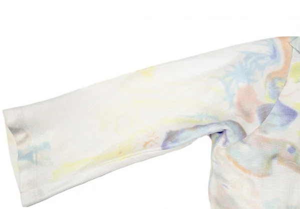 イッセイミヤケISSEY MIYAKE マーブルプリントカシュクールデザインジャケット 白マルチ2 K-94268_005