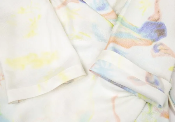 イッセイミヤケISSEY MIYAKE マーブルプリントカシュクールデザインジャケット 白マルチ2 K-94268_006