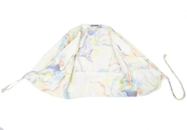 イッセイミヤケISSEY MIYAKE マーブルプリントカシュクールデザインジャケット 白マルチ2 K-94268_011