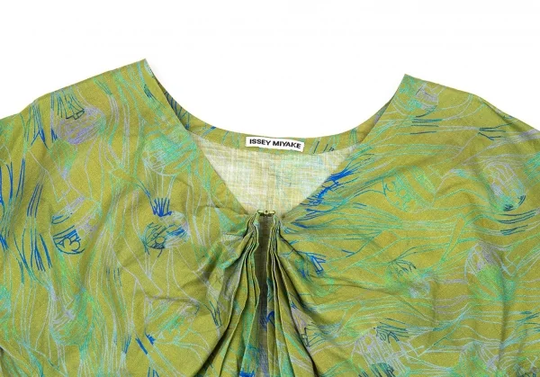 イッセイミヤケISSEY MIYAKE プリントプリーツデザインシャツ