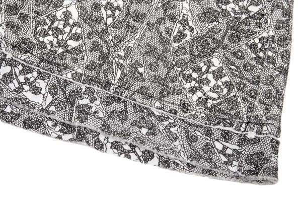 イッセイミヤケISSEY MIYAKE レースプリント切替Tシャツ 白黒2 K-94271_011