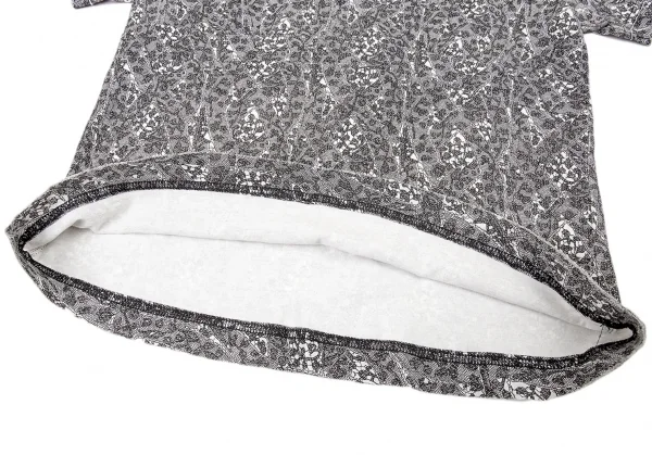 イッセイミヤケISSEY MIYAKE レースプリント切替Tシャツ 白黒2 K-94271_012