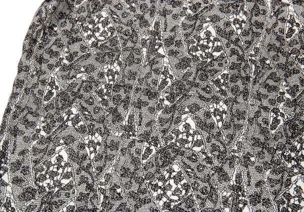 イッセイミヤケISSEY MIYAKE レースプリント切替Tシャツ 白黒2 K-94271_016