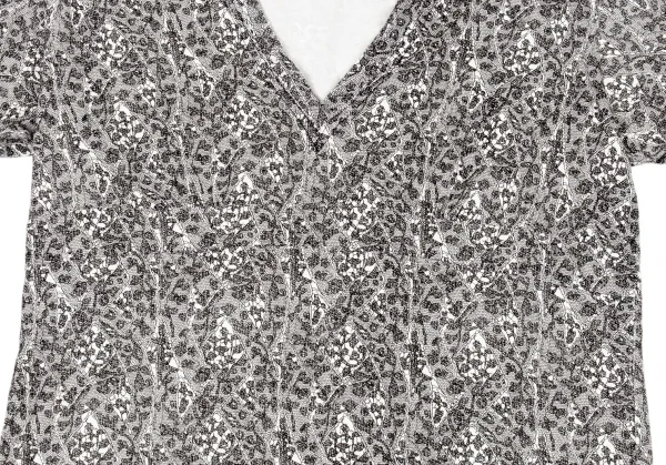 イッセイミヤケISSEY MIYAKE レースプリント切替Tシャツ 白黒2 K-94271_008