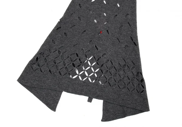 イッセイミヤケ ハートISSEY MIYAKE HaaT ウールカットデザインホルターネックエプロンニットワンピース グレー2 K-94283_005