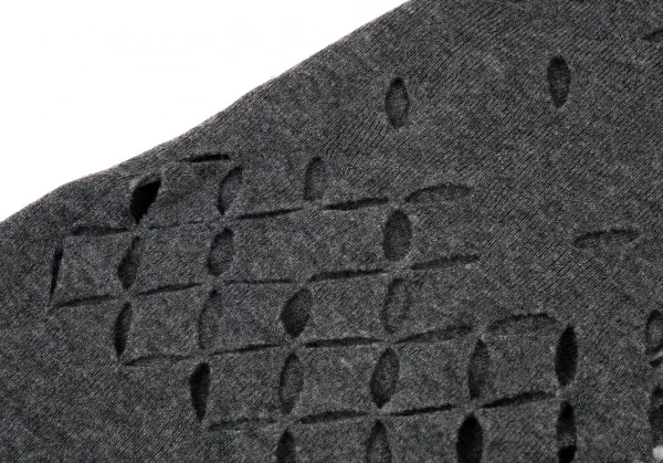 イッセイミヤケ ハートISSEY MIYAKE HaaT ウールカットデザインホルターネックエプロンニットワンピース グレー2 K-94283_006