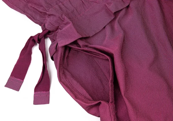 イッセイミヤケISSEY MIYAKE ポリウエスト絞りハイネック半袖ワンピース ピンク2 K-94322_008