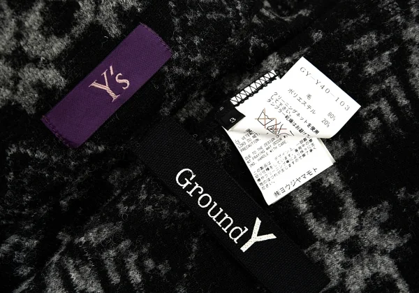 ワイズY's グラウンド ワイGround Y ノルディックウールジップアップジャケット 黒3 K-94361_020