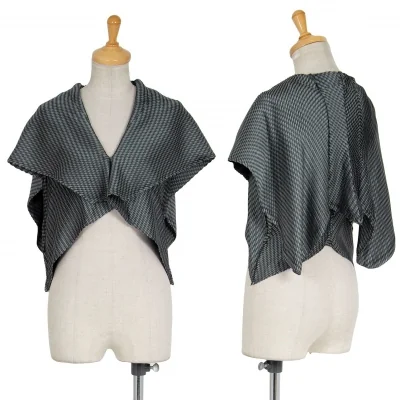 イッセイミヤケISSEY MIYAKE ストライプ織りプリーツショールデザインベスト