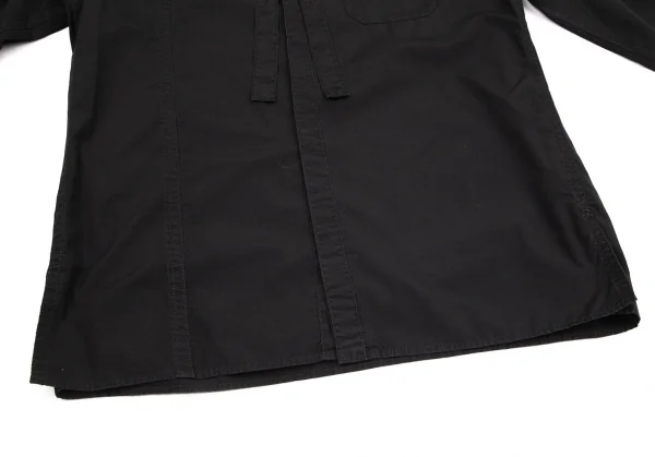 ヨウジヤマモト プールオムYohji Yamamoto POUR HOMME コットンパッカリング切替ネックリボン環縫いシャツ 黒3 K-94416_013