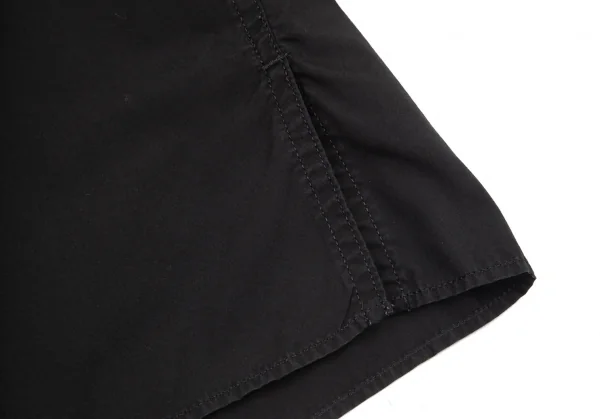 ヨウジヤマモト プールオムYohji Yamamoto POUR HOMME コットンパッカリング切替ネックリボン環縫いシャツ 黒3 K-94416_014