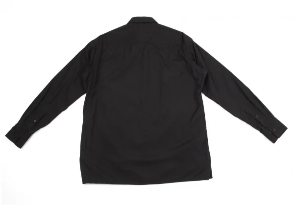 ヨウジヤマモト プールオムYohji Yamamoto POUR HOMME コットンパッカリング切替ネックリボン環縫いシャツ 黒3 K-94416_017
