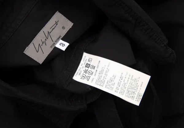 ヨウジヤマモト プールオムYohji Yamamoto POUR HOMME コットンパッカリング切替ネックリボン環縫いシャツ 黒3 K-94416_019
