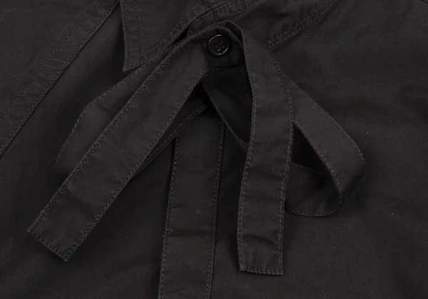 ヨウジヤマモト プールオムYohji Yamamoto POUR HOMME コットンパッカリング切替ネックリボン環縫いシャツ 黒3 K-94416_003
