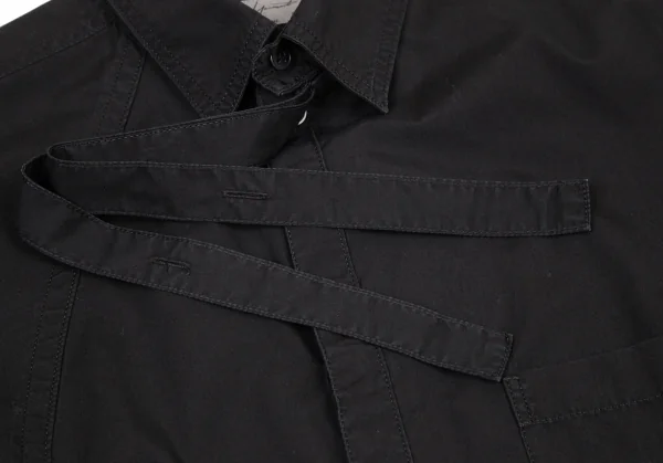 ヨウジヤマモト プールオムYohji Yamamoto POUR HOMME コットンパッカリング切替ネックリボン環縫いシャツ 黒3 K-94416_004
