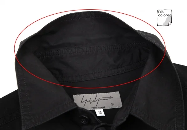 ヨウジヤマモト プールオムYohji Yamamoto POUR HOMME コットンパッカリング切替ネックリボン環縫いシャツ 黒3 K-94416_006