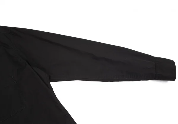 ヨウジヤマモト プールオムYohji Yamamoto POUR HOMME コットンパッカリング切替ネックリボン環縫いシャツ 黒3 K-94416_009