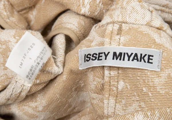 イッセイミヤケISSEY MIYAKE A-POC 襟ギャザープルオーバージャガードデニムトップス 白茶1 K-94439_016