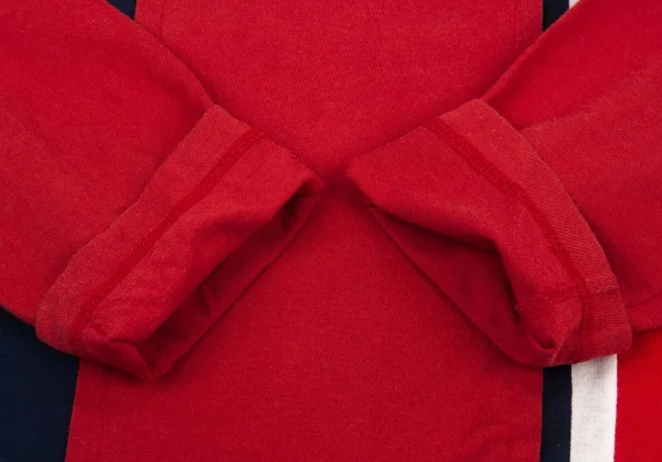 COMME des GARCONS HOMME PLUS Striped Switching Half Zip Top K-94459_010