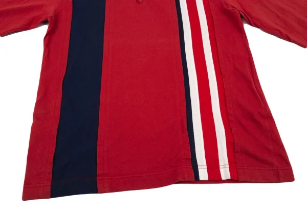 COMME des GARCONS HOMME PLUS Striped Switching Half Zip Top K-94459_011