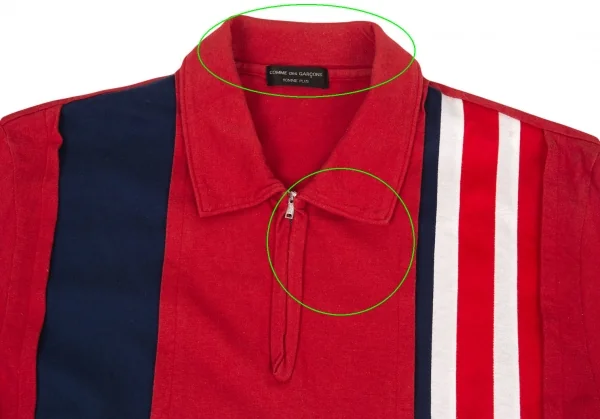 COMME des GARCONS HOMME PLUS Striped Switching Half Zip Top K-94459_002