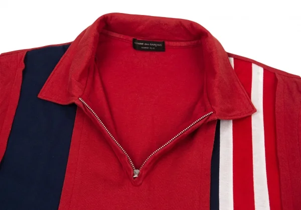 COMME des GARCONS HOMME PLUS Striped Switching Half Zip Top K-94459_005