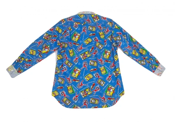 コムデギャルソン オムプリュスCOMME des GARCONS HOMME PLUS 仮面ライダー龍騎プリント長袖シャツ 青M位 K-94461_010