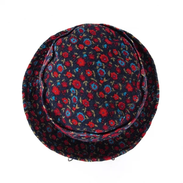 ジュンヤワタナベマン コムデギャルソンJUNYA WATANABE MAN COMME des GARCONS 小花プリントコーデュロイハット 青赤 K-94479_006