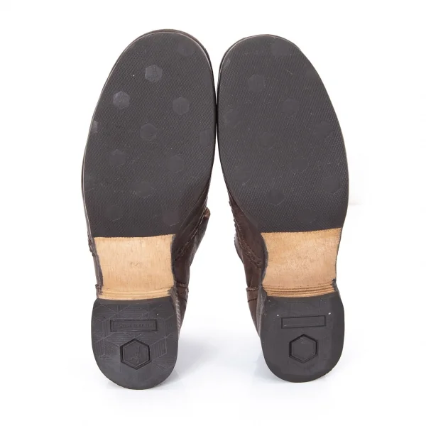 ジュンヤワタナベコムデギャルソンJUNYA WATANABE COMME des GARCONS むら加工チャンキーヒールウイングチップシューズ 茶M(24位) K-94481_010