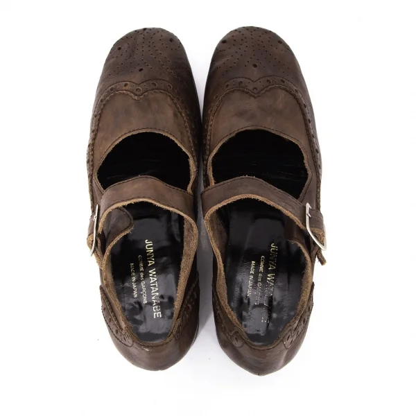 ジュンヤワタナベコムデギャルソンJUNYA WATANABE COMME des GARCONS むら加工チャンキーヒールウイングチップシューズ 茶M(24位) K-94481_009