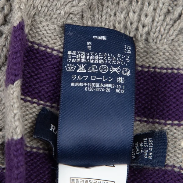 ラルフローレンRalph Lauren コットンウールケーブルニットマフラー グレー K-94634_008