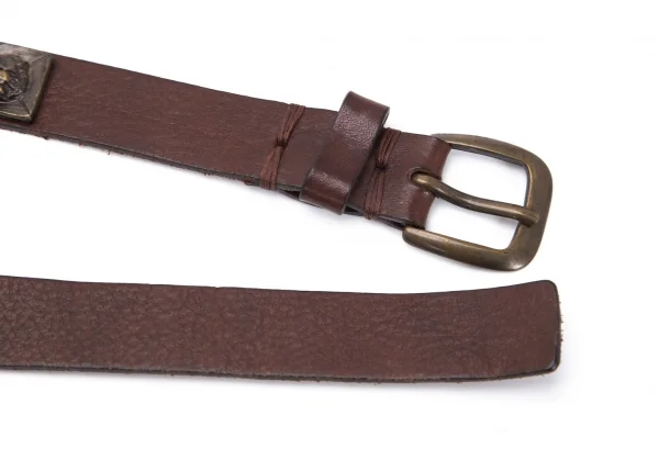 レキップ ヨシエイナバL'EQUIPE YOSHIE INABA メタルプレートナローレザーベルト 茶M K-94636_003