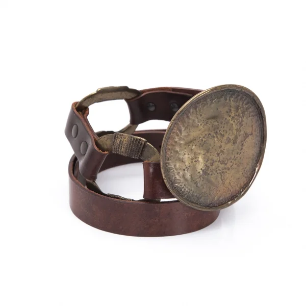 レキップ ヨシエイナバL'EQUIPE YOSHIE INABA ラウンドバックルメタルリングレザーベルト 茶M74 K-94637_001