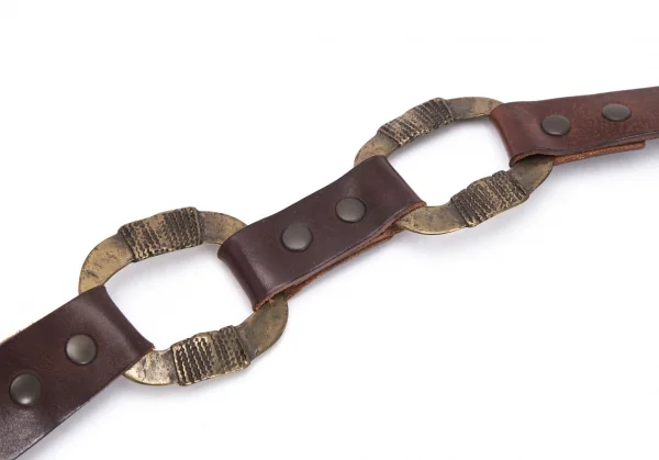 レキップ ヨシエイナバL'EQUIPE YOSHIE INABA ラウンドバックルメタルリングレザーベルト 茶M74 K-94637_003