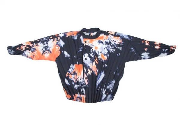 オムプリッセ イッセイ ミヤケHOMME PLISSE ISSEY MIYAKE ブリーチプリントプリーツジップアップブルゾン 紺他1 K-94644_002