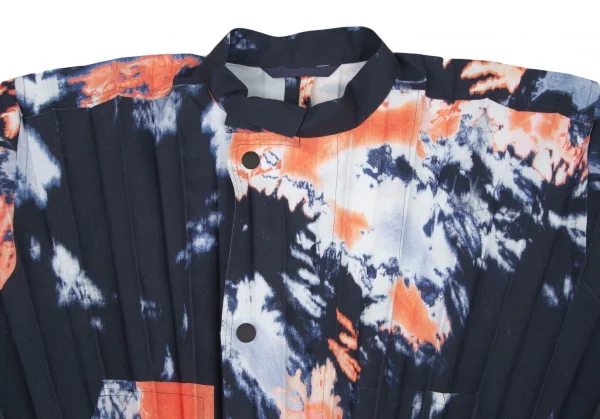オムプリッセ イッセイ ミヤケHOMME PLISSE ISSEY MIYAKE ブリーチプリントプリーツジップアップブルゾン 紺他1 K-94644_003