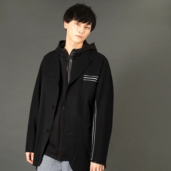 ワイスリーY-3 ストレッチウール3ストライプシームジャケット 黒S K-94657_017