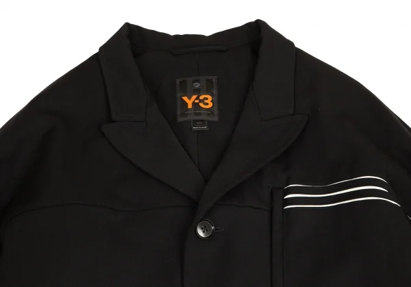 ワイスリーY-3 ストレッチウール3ストライプシームジャケット 黒S K-94657_002