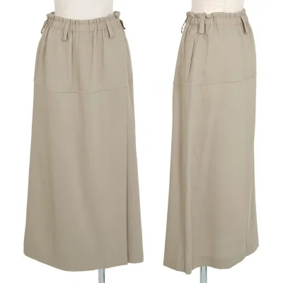 イッセイミヤケISSEY MIYAKEウールポリカルゼ切替スリットスカート ベージュ