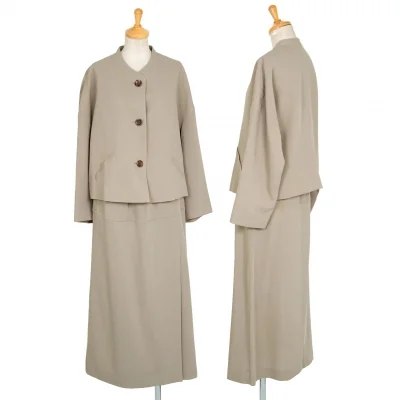 イッセイミヤケISSEY MIYAKEウールポリカルゼノーカラーセットアップスーツ ベージュ