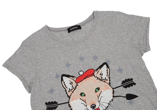ズッカzucca フォックスプリントTシャツ 杢グレーM K-94800_002