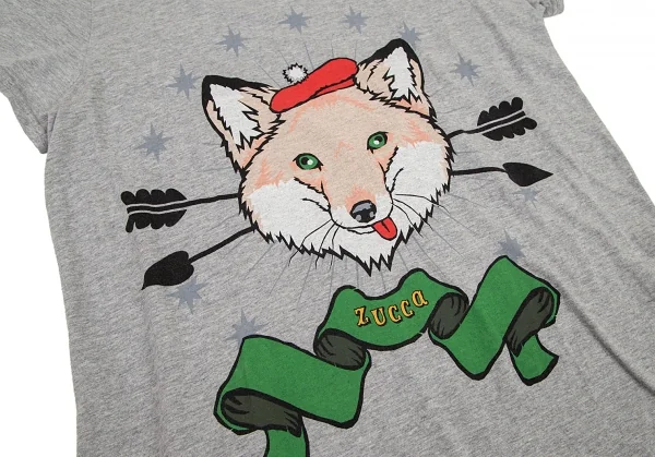 ズッカzucca フォックスプリントTシャツ 杢グレーM K-94800_004