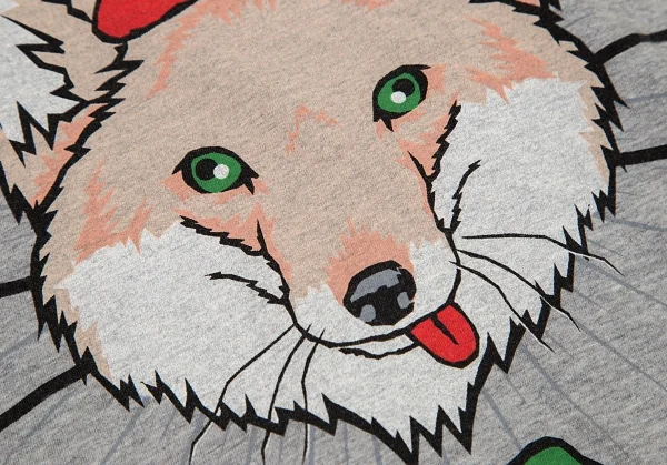 ズッカzucca フォックスプリントTシャツ 杢グレーM K-94800_005