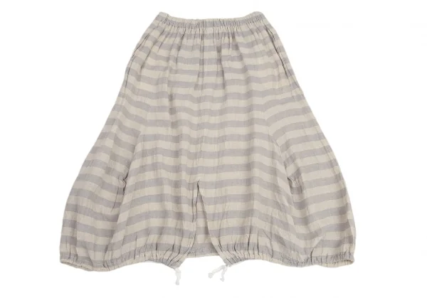 コムコム コムデギャルソンCOMME des GARCONSリネンボーダーフィッシュテールスカート ベージュグレーM K-94815_008