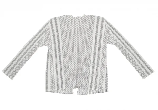 プリーツプリーズPLEATS PLEASE マルチラインストライプカーディガン グレー濃淡3 K-94828_010