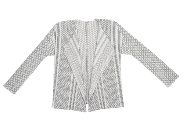 プリーツプリーズPLEATS PLEASE マルチラインストライプカーディガン グレー濃淡3 K-94828_002